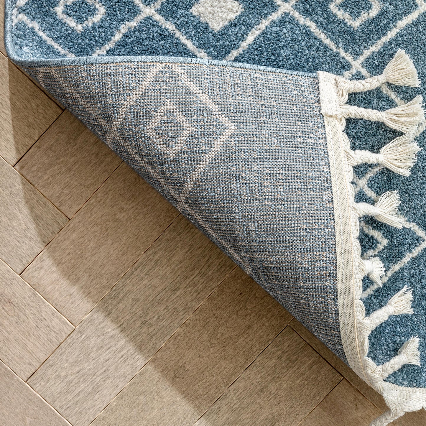 Transistora Nordic Tribal Trellis Pattern Blue Rug SE-284