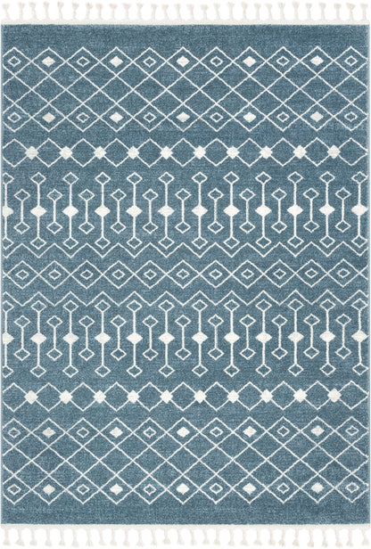 Transistora Nordic Tribal Trellis Pattern Blue Rug SE-284