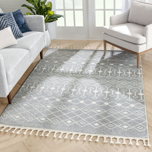 Transistora Nordic Tribal Trellis Pattern Grey Rug SE-287