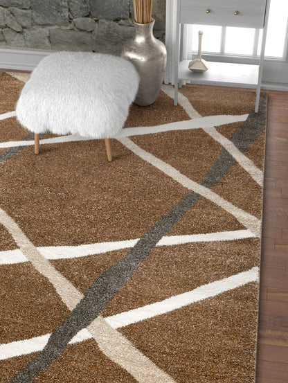 Piku Brown Modern Geometric Rug SE-28