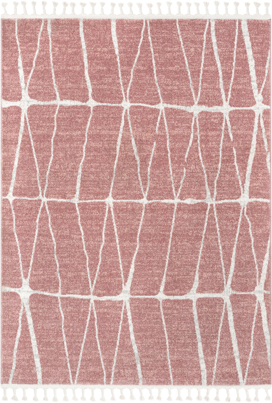 Crisscross Nordic Geometric Pattern Blush Ivory Rug SE-310