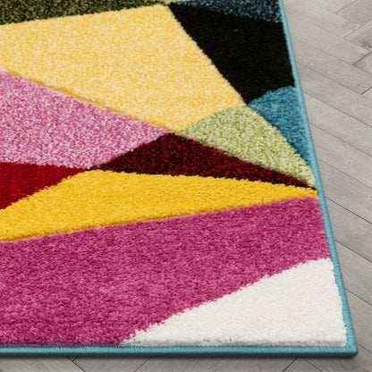 Marvel Mid-Century Modern Construct Geometric Multi Hand-Carved Rug SEV-01