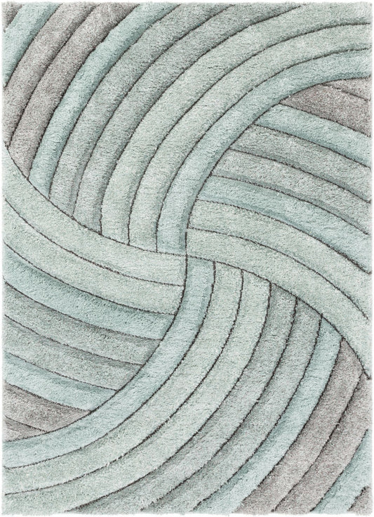 Ucci Blue Modern 3D Textured Shag Rug SF-04