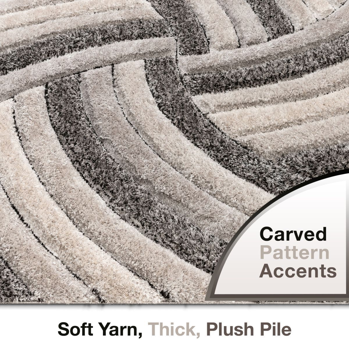 Ucci Grey Modern 3D Textured Shag Rug SF-08