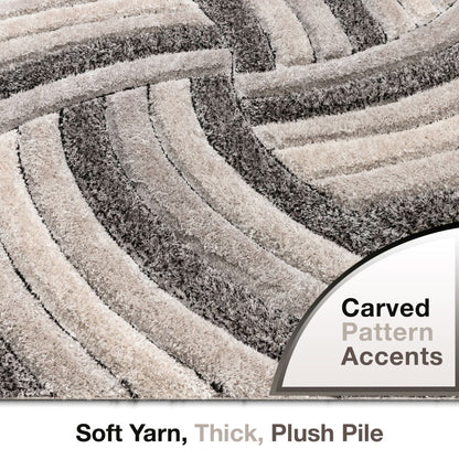 Ucci Grey Modern 3D Textured Shag Rug SF-08