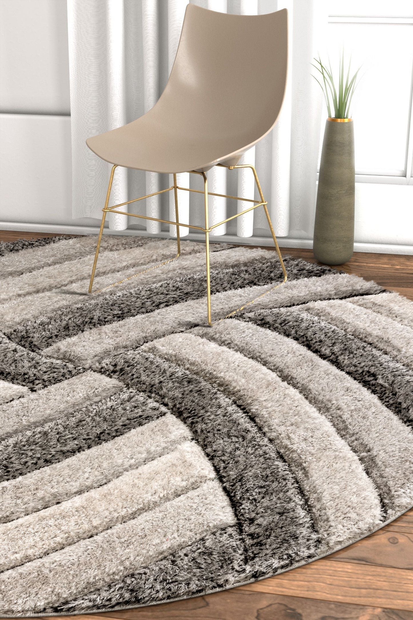 Ucci Grey Modern 3D Textured Shag Rug SF-08