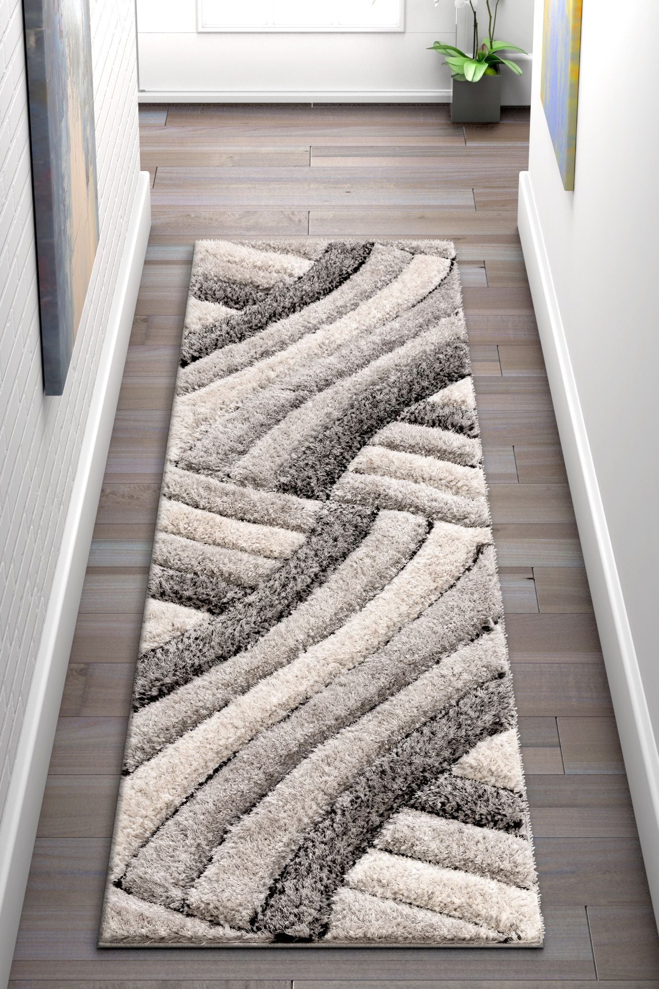 Ucci Grey Modern 3D Textured Shag Rug SF-08