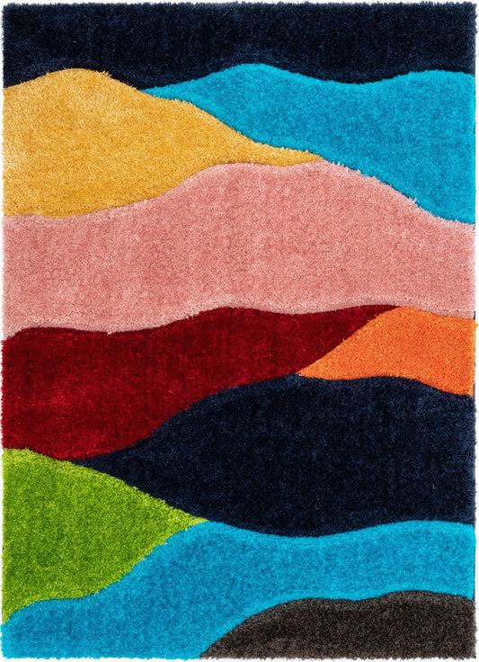 Balboa Modern Abstract Shag Multi 3D Textured Thick & Soft Shag Rug SF-101