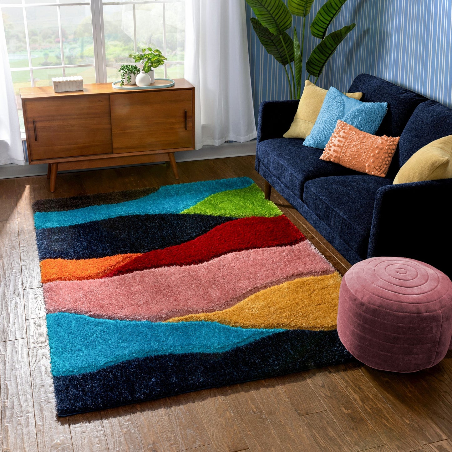 Balboa Modern Abstract Shag Multi 3D Textured Thick & Soft Shag Rug SF-101