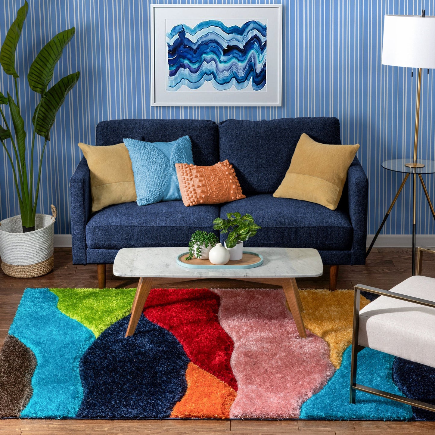 Balboa Modern Abstract Shag Multi 3D Textured Thick & Soft Shag Rug SF-101
