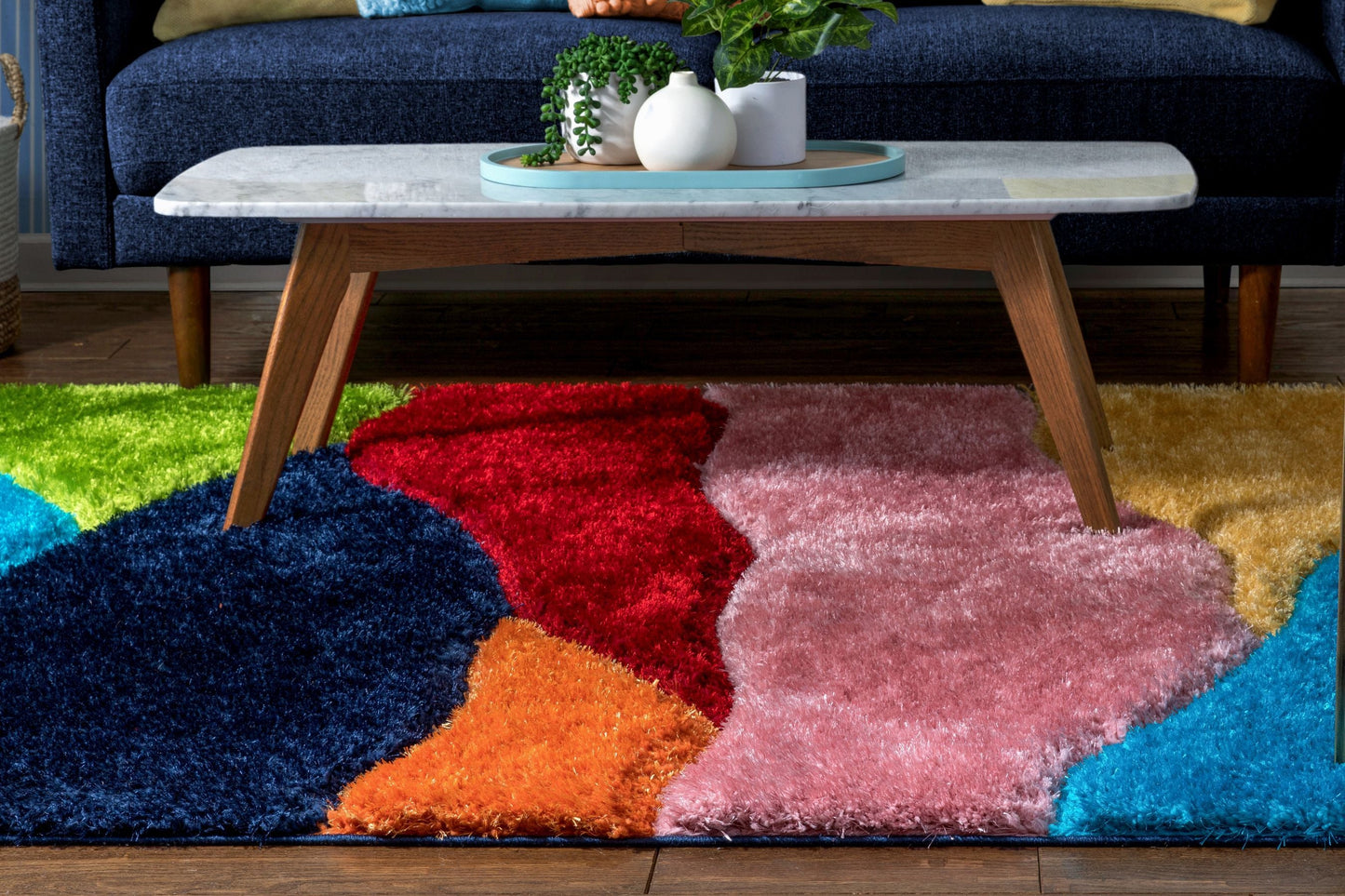 Balboa Modern Abstract Shag Multi 3D Textured Thick & Soft Shag Rug SF-101