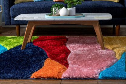 Balboa Modern Abstract Shag Multi 3D Textured Thick & Soft Shag Rug SF-101