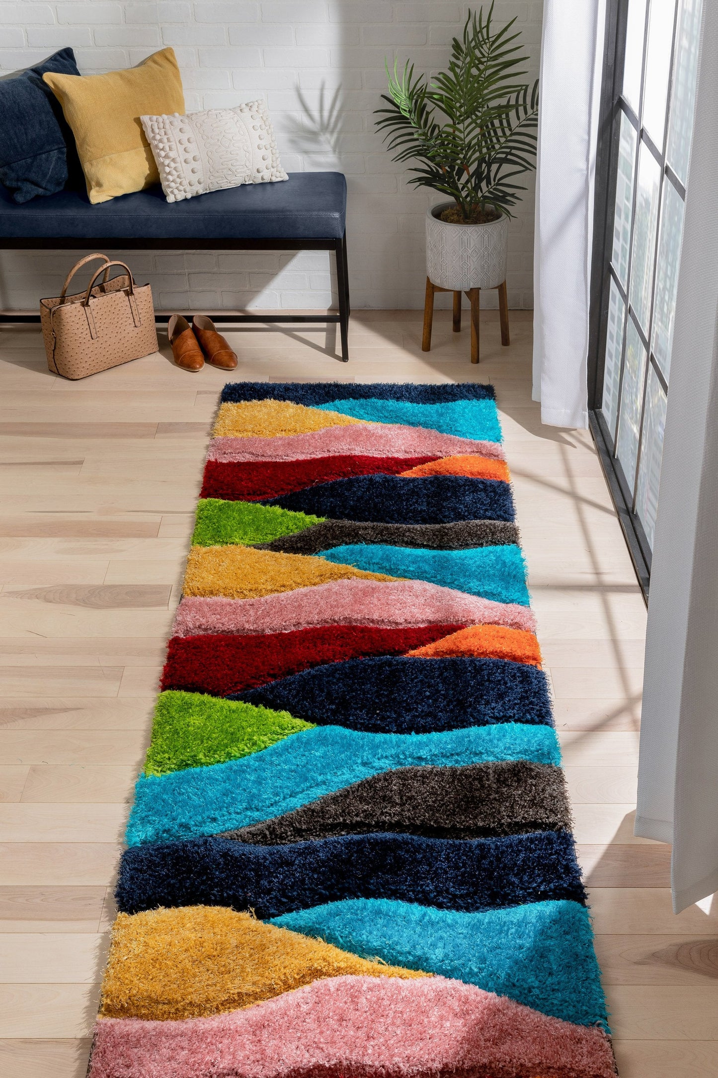 Balboa Modern Abstract Shag Multi 3D Textured Thick & Soft Shag Rug SF-101