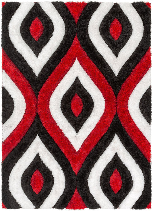 Malibu Red Modern 3D Textured Shag Rug SF-10