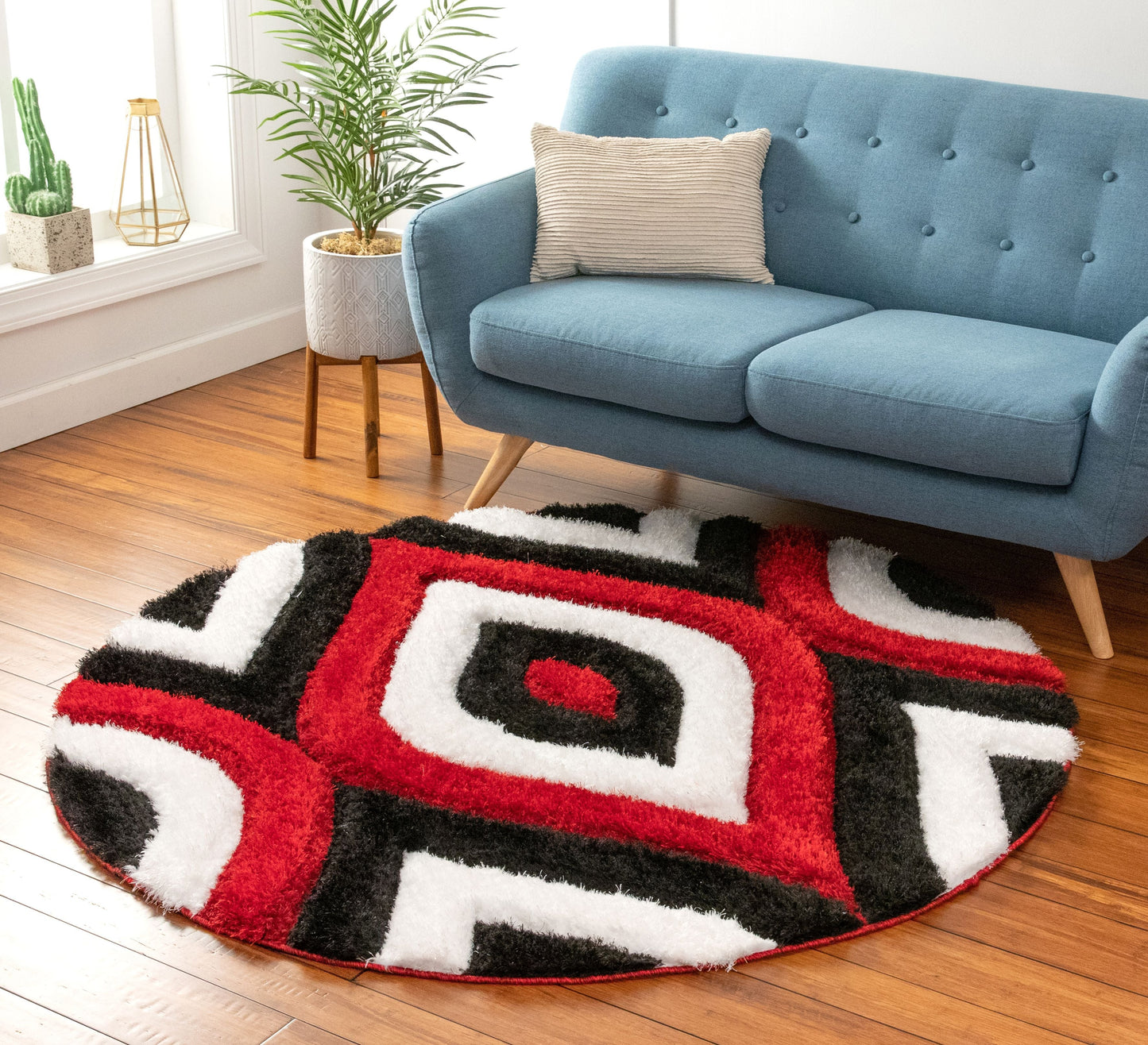 Malibu Red Modern 3D Textured Shag Rug SF-10