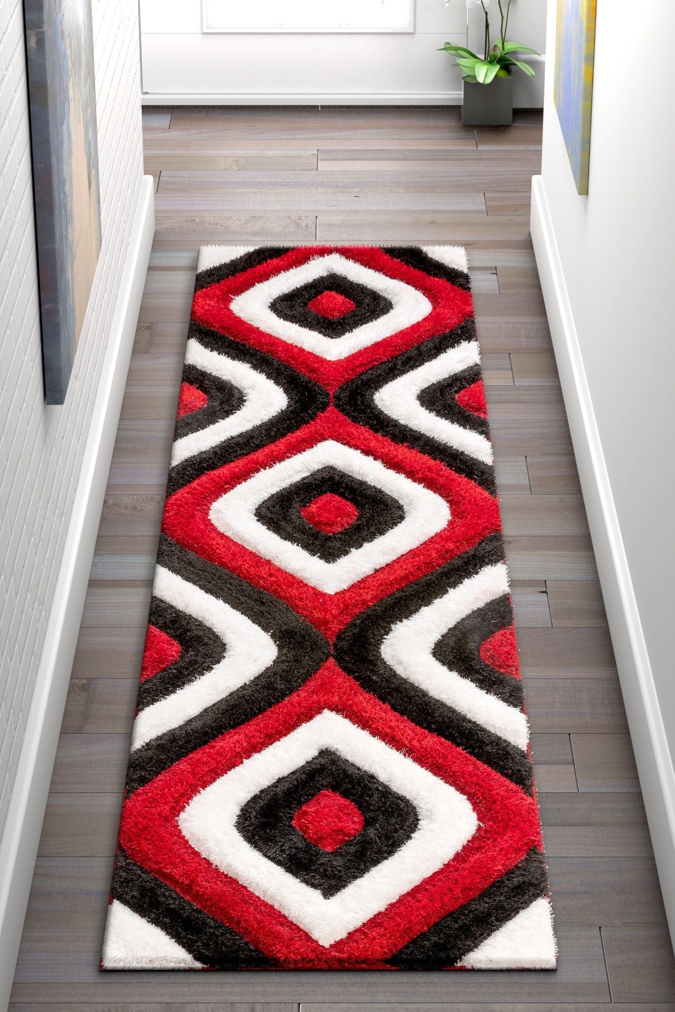 Malibu Red Modern 3D Textured Shag Rug SF-10