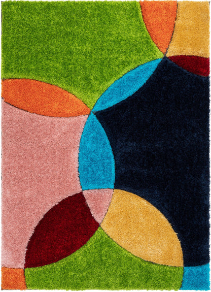 Newport Modern Geometric Shag Multi 3D Textured Thick & Soft Shag Rug SF-111
