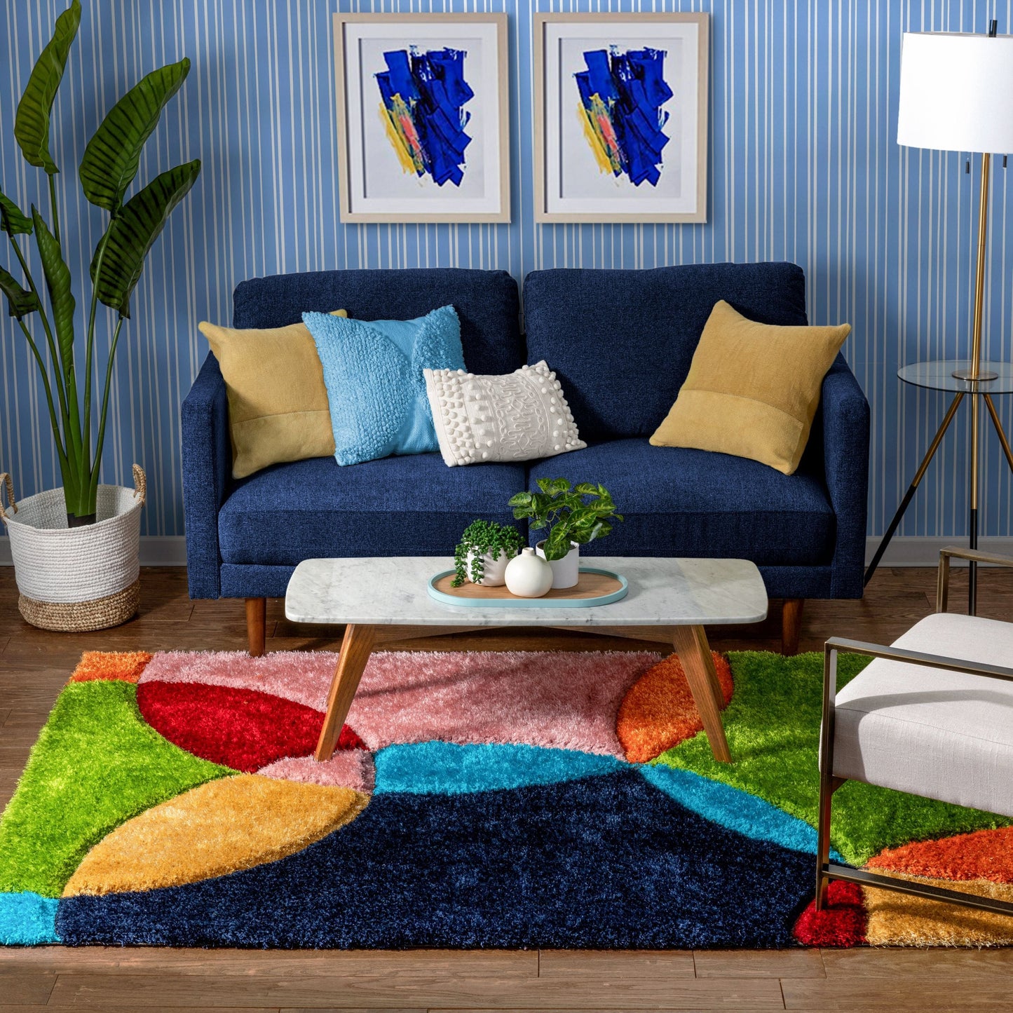 Newport Modern Geometric Shag Multi 3D Textured Thick & Soft Shag Rug SF-111