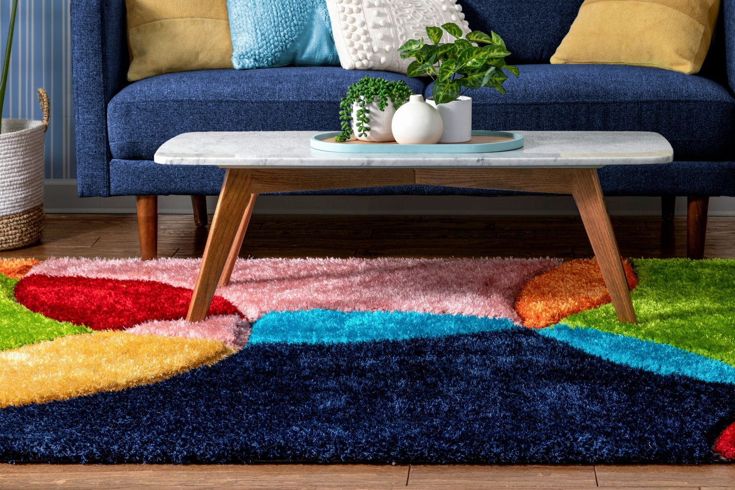 Newport Modern Geometric Shag Multi 3D Textured Thick & Soft Shag Rug SF-111