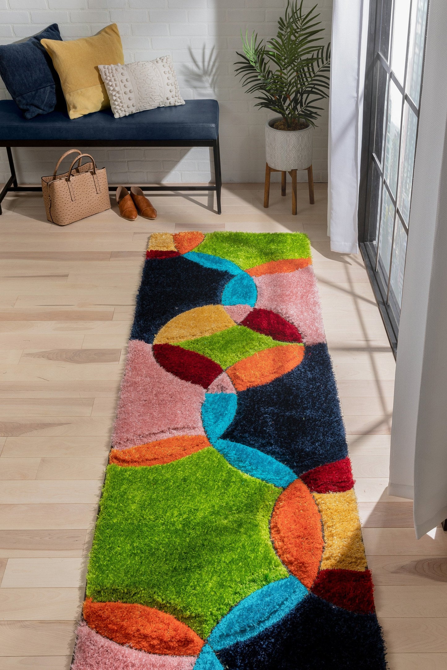 Newport Modern Geometric Shag Multi 3D Textured Thick & Soft Shag Rug SF-111