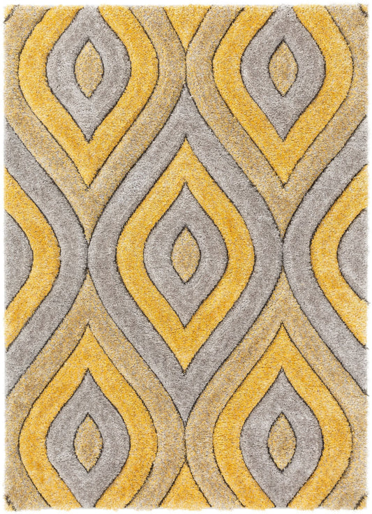 Malibu Yellow Modern 3D Textured Shag Rug SF-11