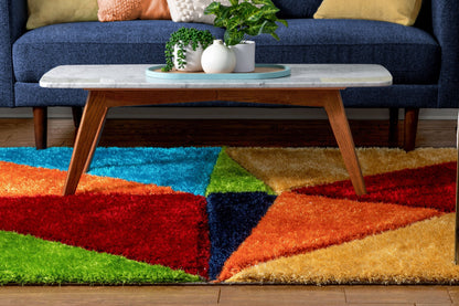Rialto Modern Geometric Shag Multi 3D Textured Thick & Soft Shag Rug SF-121