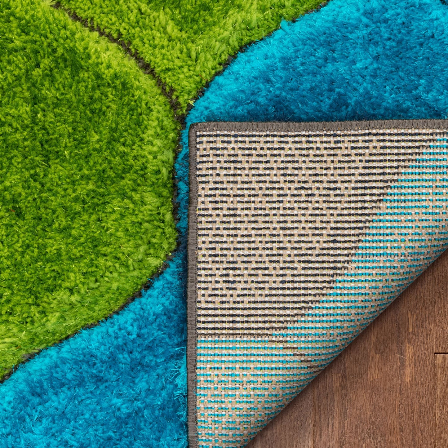 Rainbow Modern Geometric Shag Multi 3D Textured Thick & Soft Shag Rug SF-131