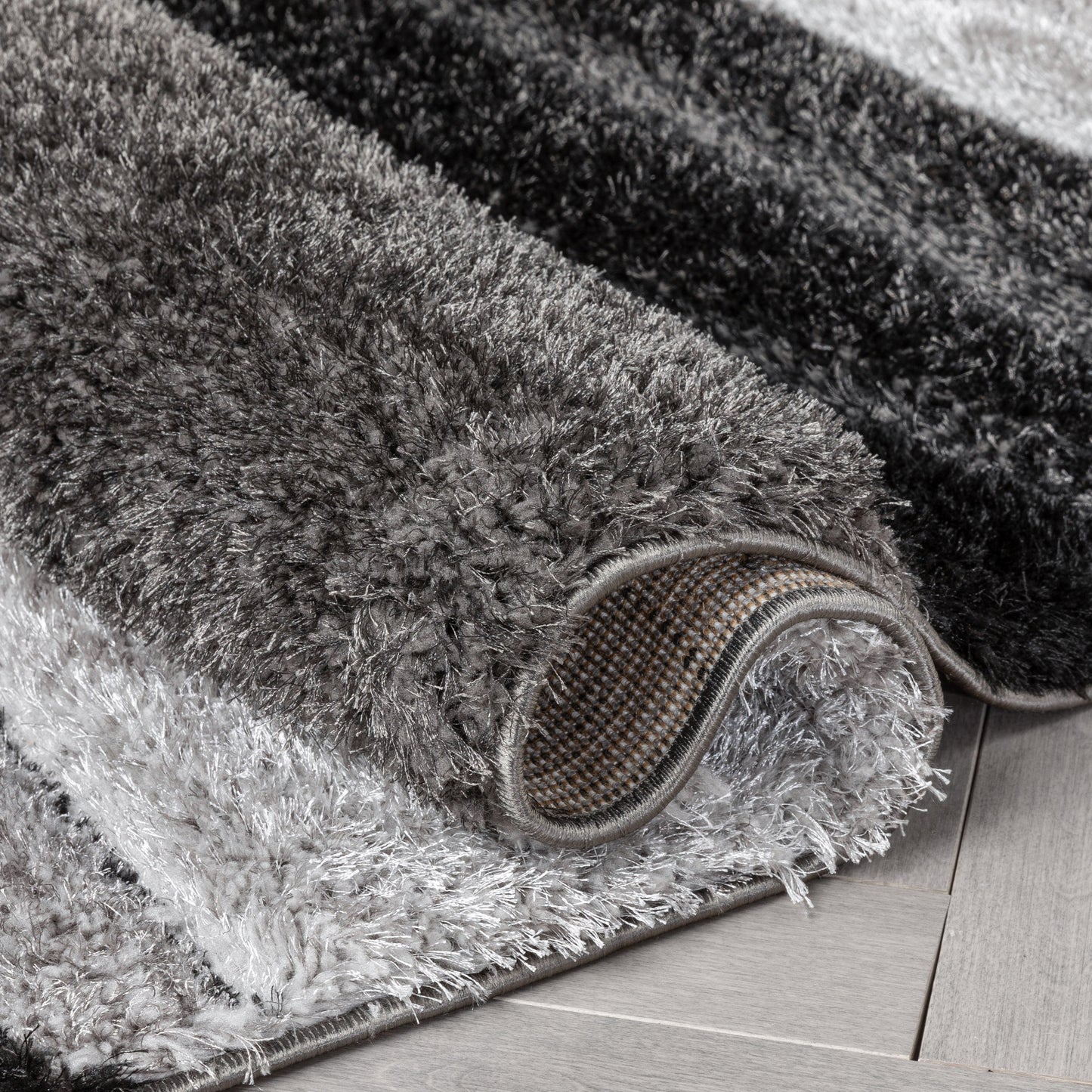 Apallo Modern Geometric Black 3D Textured Thick & Soft Shag Rug SF-143