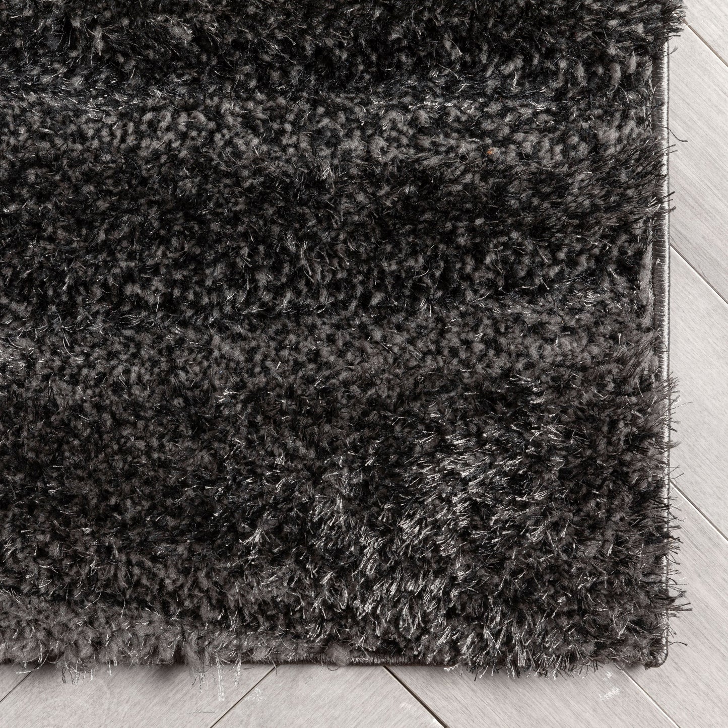Apallo Modern Geometric Black 3D Textured Thick & Soft Shag Rug SF-143