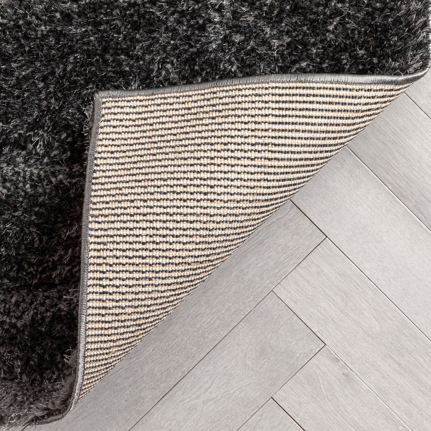 Apallo Modern Geometric Black 3D Textured Thick & Soft Shag Rug SF-143