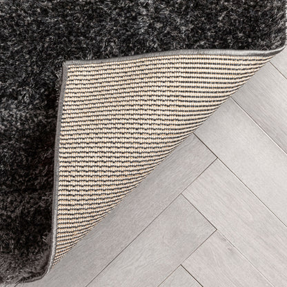 Apallo Modern Geometric Black 3D Textured Thick & Soft Shag Rug SF-143