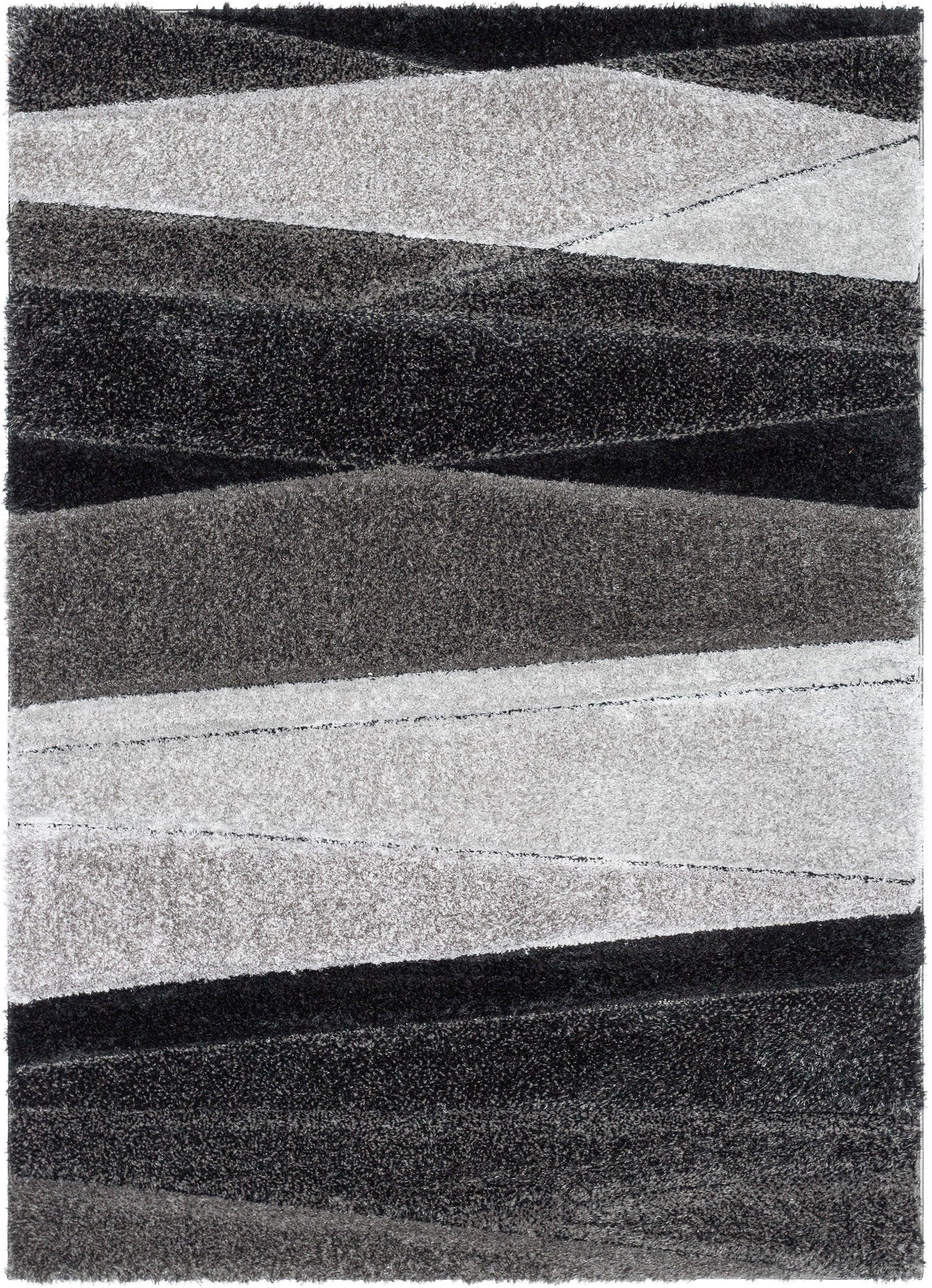 Apallo Modern Geometric Black 3D Textured Thick & Soft Shag Rug SF-143