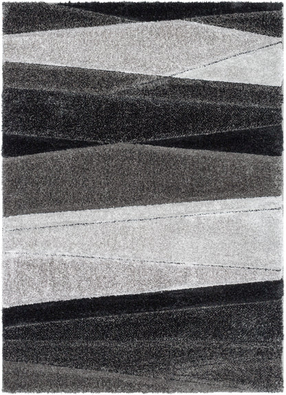 Apallo Modern Geometric Black 3D Textured Thick & Soft Shag Rug SF-143
