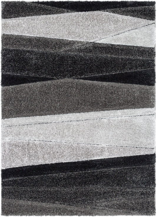 Apallo Modern Geometric Black 3D Textured Thick & Soft Shag Rug SF-143