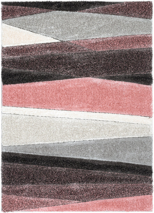 Apallo Modern Geometric Blush 3D Textured Thick & Soft Shag Rug SF-149