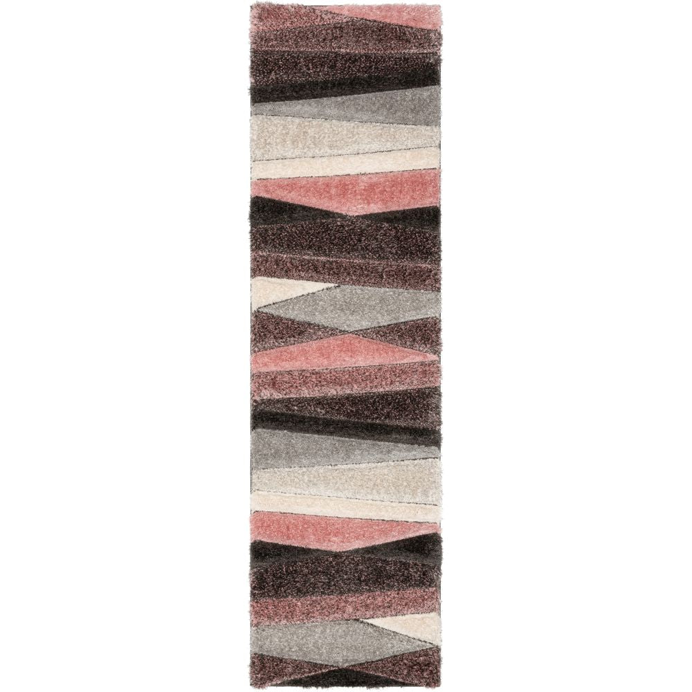 Apallo Modern Geometric Blush 3D Textured Thick & Soft Shag Rug SF-149