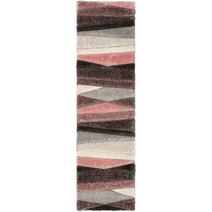Apallo Modern Geometric Blush 3D Textured Thick & Soft Shag Rug SF-149