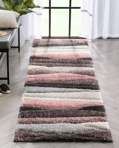 Apallo Modern Geometric Blush 3D Textured Thick & Soft Shag Rug SF-149