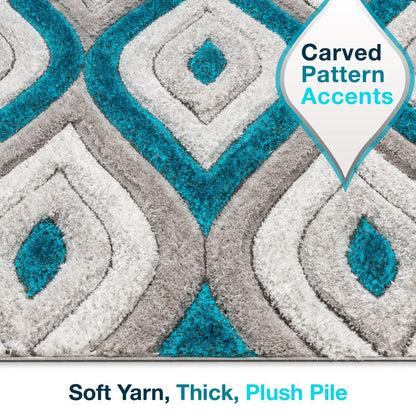 Malibu Blue Modern 3D Textured Shag Rug SF-14