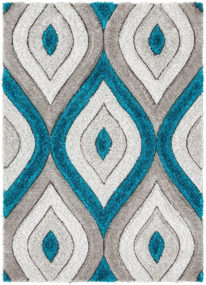 Malibu Blue Modern 3D Textured Shag Rug SF-14