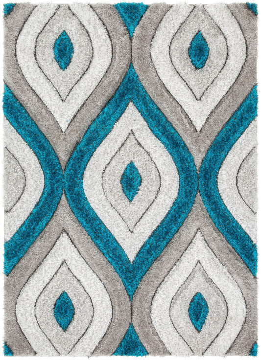 Malibu Blue Modern 3D Textured Shag Rug SF-14