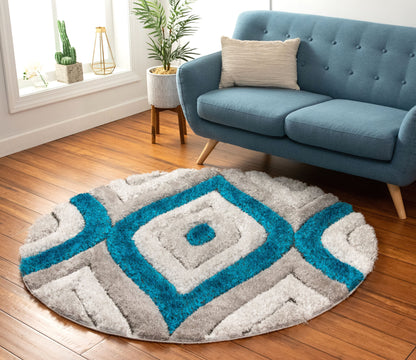Malibu Blue Modern 3D Textured Shag Rug SF-14