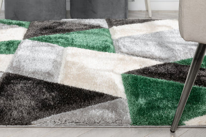 Holland Modern Geometric Green 3D Textured Thick & Soft Shag Rug SF-155