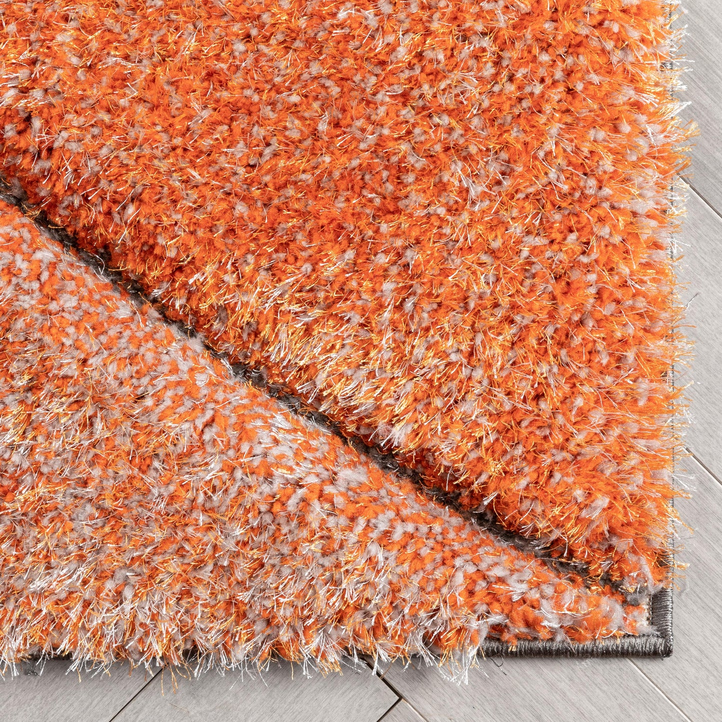 Luz Modern Geometric Grey Orange 3D Textured Thick & Soft Shag Rug SF-167