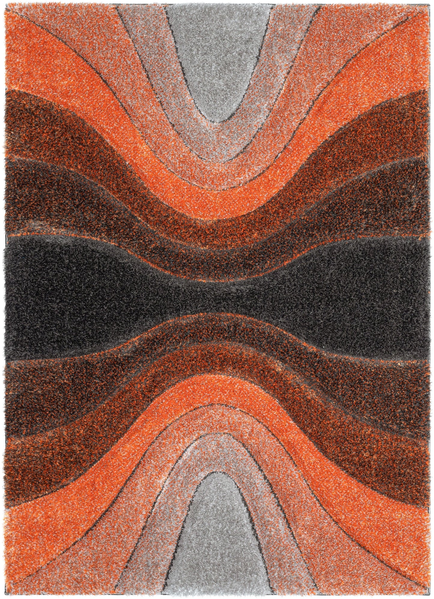 Luz Modern Geometric Grey Orange 3D Textured Thick & Soft Shag Rug SF-167