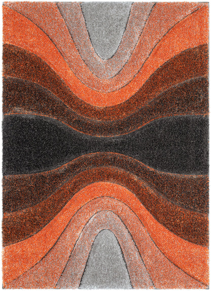 Luz Modern Geometric Grey Orange 3D Textured Thick & Soft Shag Rug SF-167