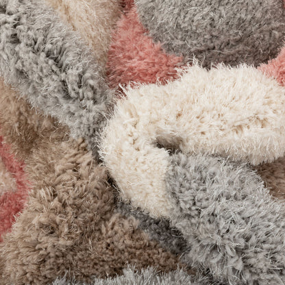 Malibu Modern Ogee Pattern Geometric Shag Brown Blush 3D Textured Thick & Soft Shag Rug SF-18