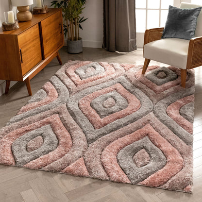 Malibu Blush Modern 3D Textured Shag Rug SF-19