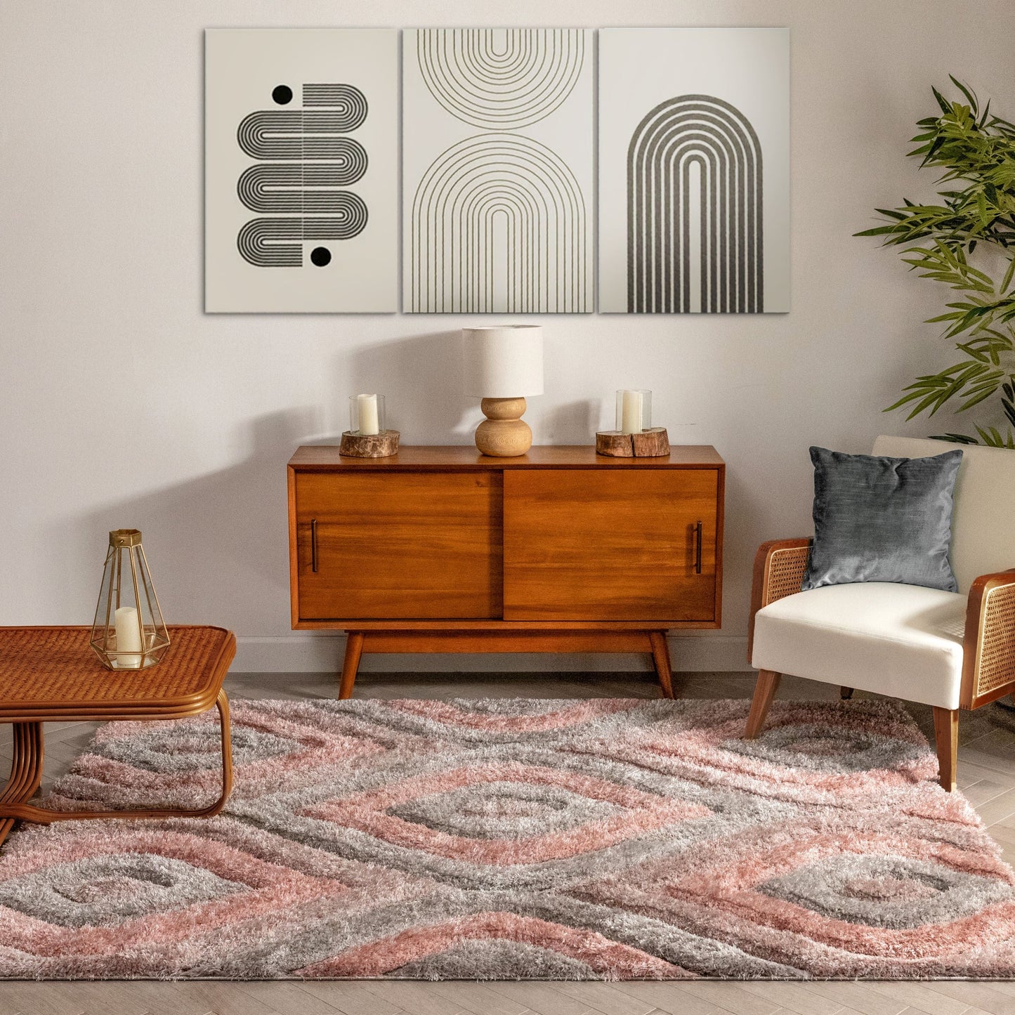 Malibu Blush Modern 3D Textured Shag Rug SF-19