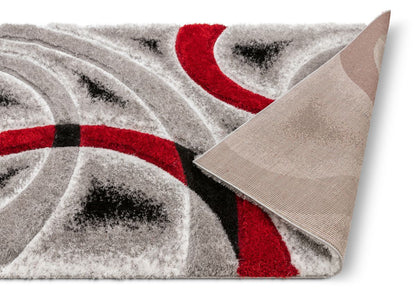 Oahu Red Modern Geometric 3D Textured Shag Rug SF-20